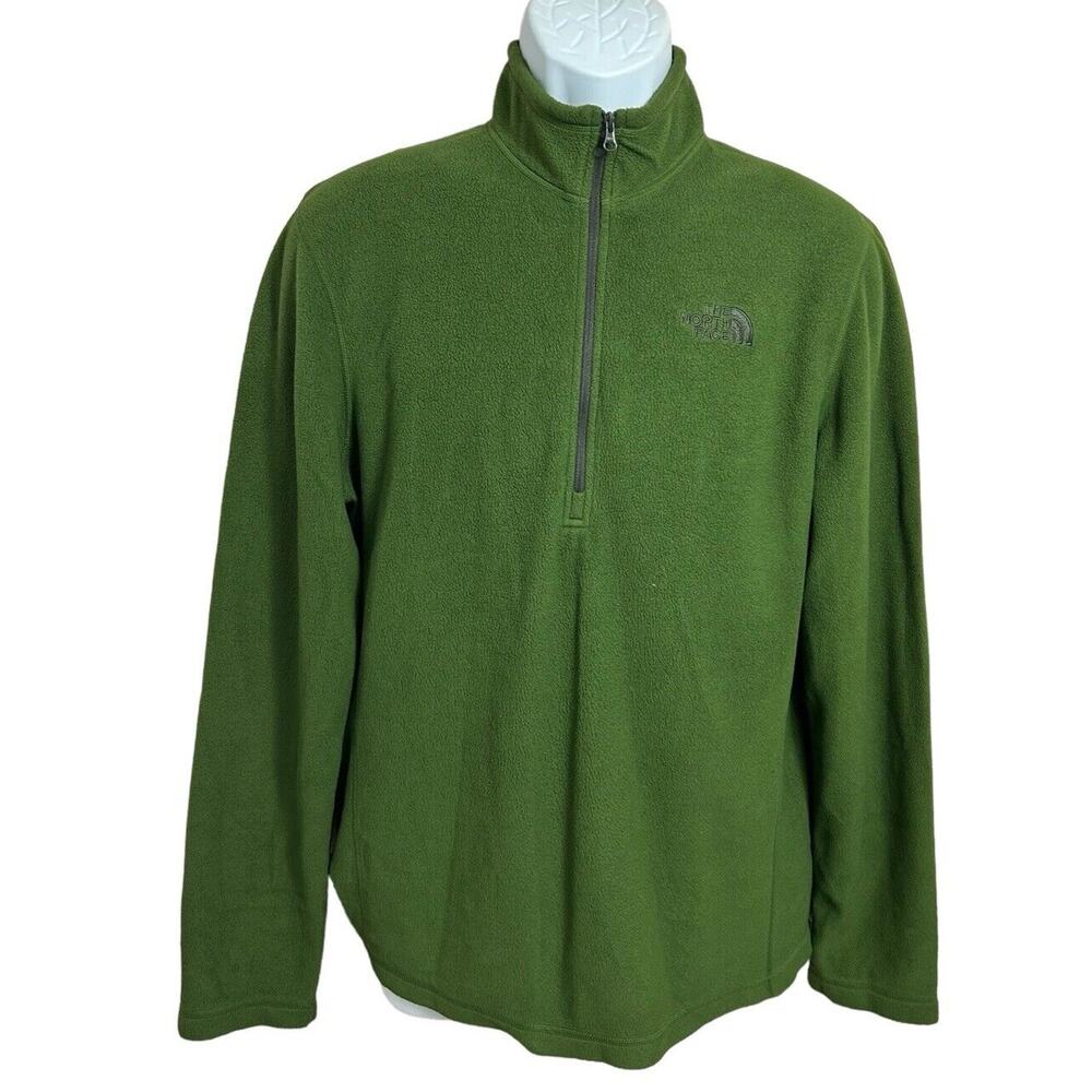 The North Face Fleece Sweatshirt Men's Medium Dark Green 1/4 Zip Pullover Fleece